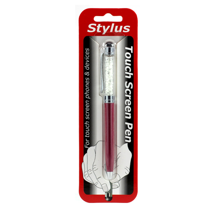 2 in 1 Glitter Stylus Touch Pen with Writing Pen (RED)